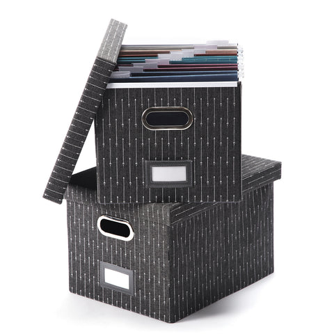 Collapsible File Box - Charcoal Arrows (2 Pack)