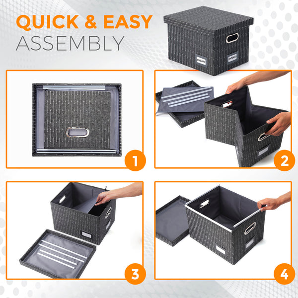 Collapsible File Box - Charcoal Arrows